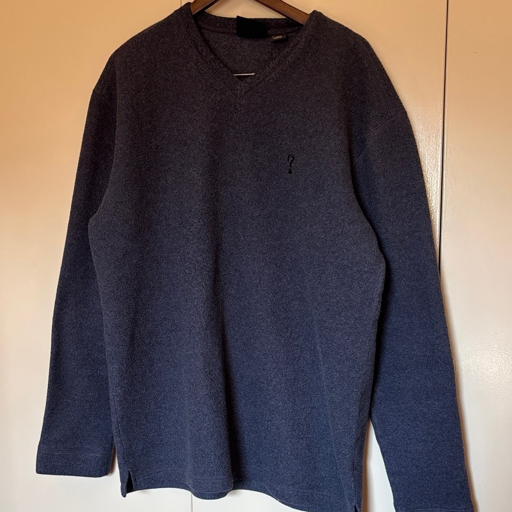 Vintage Guess Men's Fleece Gray V-Neck Pull Over 1990s Y2K Sz XXL Warm Outdoors